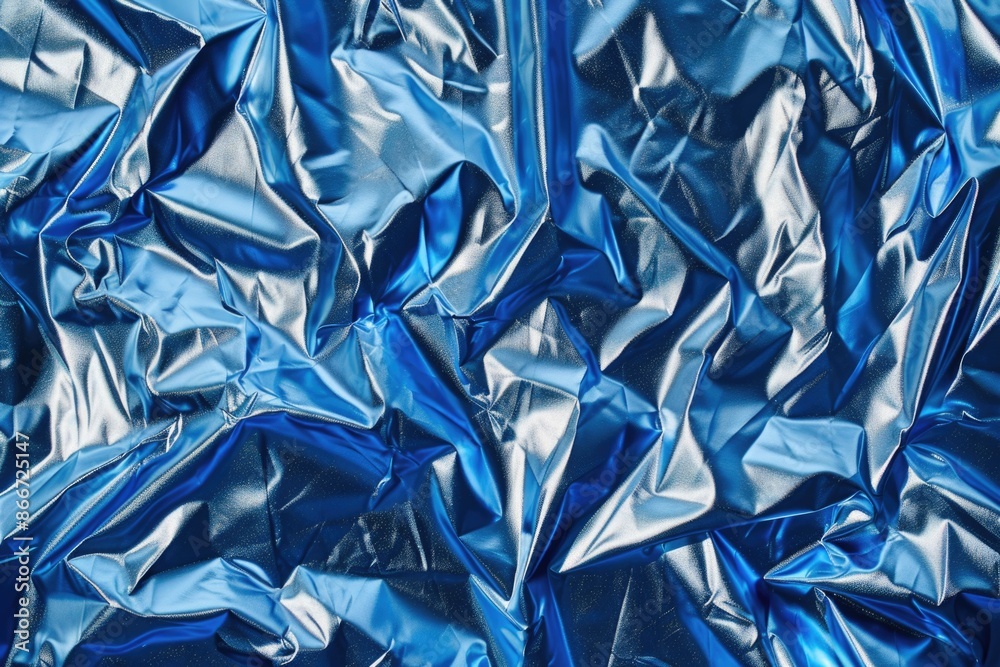 Poster A high-quality close-up shot of shiny blue fabric with intricate patterns and textures