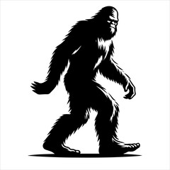 Obraz premium Bigfoot silhouette vector. Bigfoot silhouette isolated on a white background. Bigfoot silhouette t-shirt design Vector illustration.