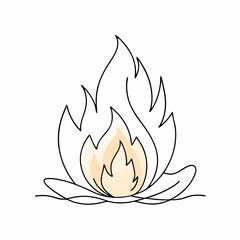 Continuous single line bonfire drawing and outline fire concept art illustration  (26)