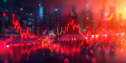Fototapeta premium Graph displays decreasing interest rates impact on various economic sectors visually. Concept Interest Rates Impact on Economic Sectors, Agriculture, Real Estate, Manufacturing, Retail, Finance
