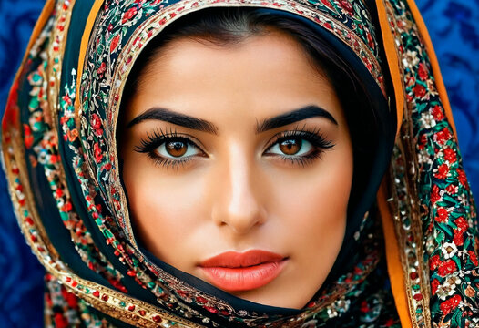portrait of an arab woman in a sari