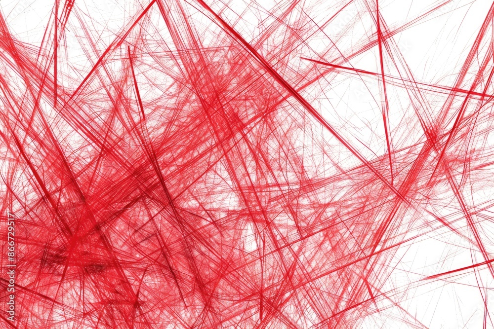 Poster Abstract geometric pattern with red and white lines on a textured surface