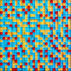 Fototapeta premium Colorful Abstract Tile Pattern with Blue, Yellow, and Red Squares