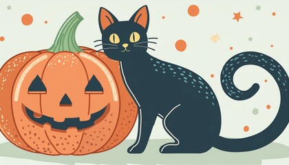 カボチャと黒猫のハローウィン