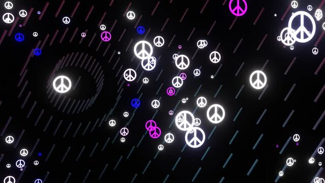 16 seconds of peace symbol flying out of black background hd video 1920 1080 animation
