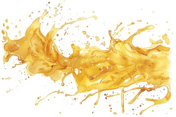 A bright orange juice splash on a white background