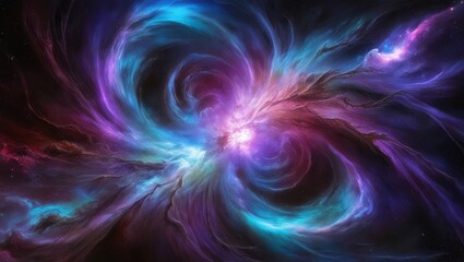 Cosmic Swirl: A Nebula in Vivid Hues - A vibrant nebula swirls in a cosmic dance, showcasing mesmerizing shades of blue, purple, and pink.