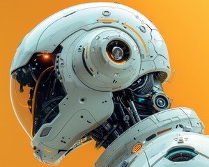 Fototapeta premium Futuristic Robot Head with Advanced Technology