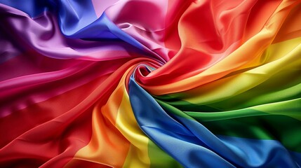 Captivating swirl of rainbow-colored fabric representing pride flag, symbolizing LGBTQ+ pride and inclusivity, perfect for pride month celebrations and events.