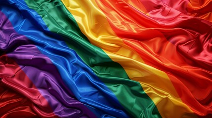 Vividly colorful pride flag with rich hues of red, orange, yellow, green, blue, and purple symbolizing LGBTQ+ pride and unity during pride month celebrations.