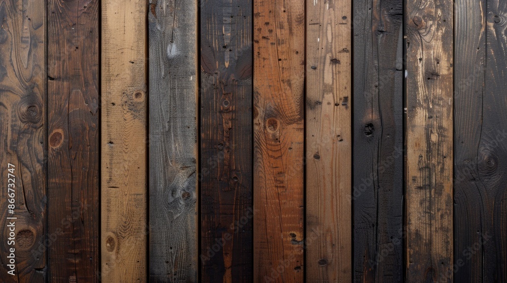 Poster close up shot of multiple wooden planks on a wall, suitable for use in interior design or building c