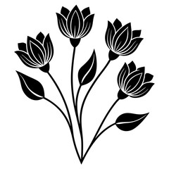 A flower buds line art vector  silhouette