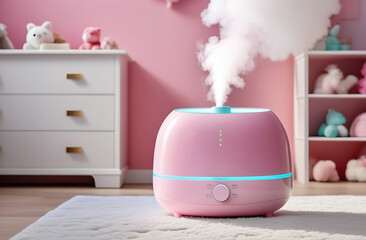 Pink humidifier in the children's room.
