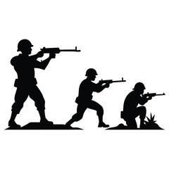 Obraz premium soldiers shooting vector silhouette 