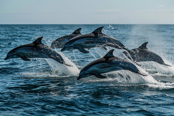 Obraz premium Delfine springen aus dem Wasser