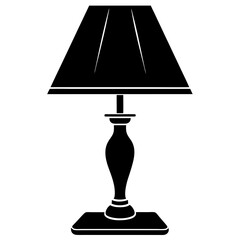 Table lamp on a the table silhouette vector illustration on white background