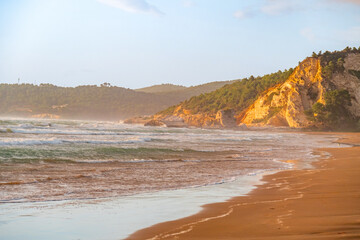 Beautiful old town of Vieste wit beach, Gargano peninsula, Apulia region, South of Italy