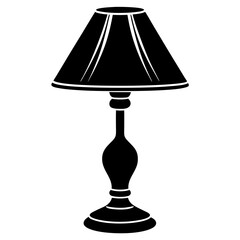 Table lamp on a the table silhouette vector illustration on white background