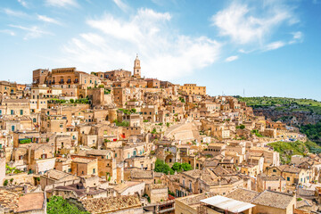 Naklejka premium View of the ancient town of Matera, Sassi di Matera in Basilicata, southern Italy