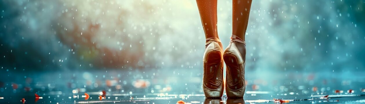 Fototapeta Ballerina in Pointe A ballerina gracefully standing on pointe