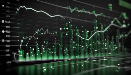 Abstract Digital Visualization of Financial Stock Market Data Trends