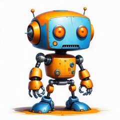 Charming Vintage Style Robot with Orange and Blue Accents