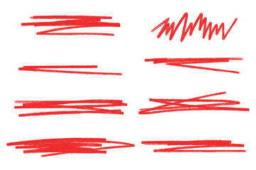 Set of hand drawn red scribbles, vector illustration, design element