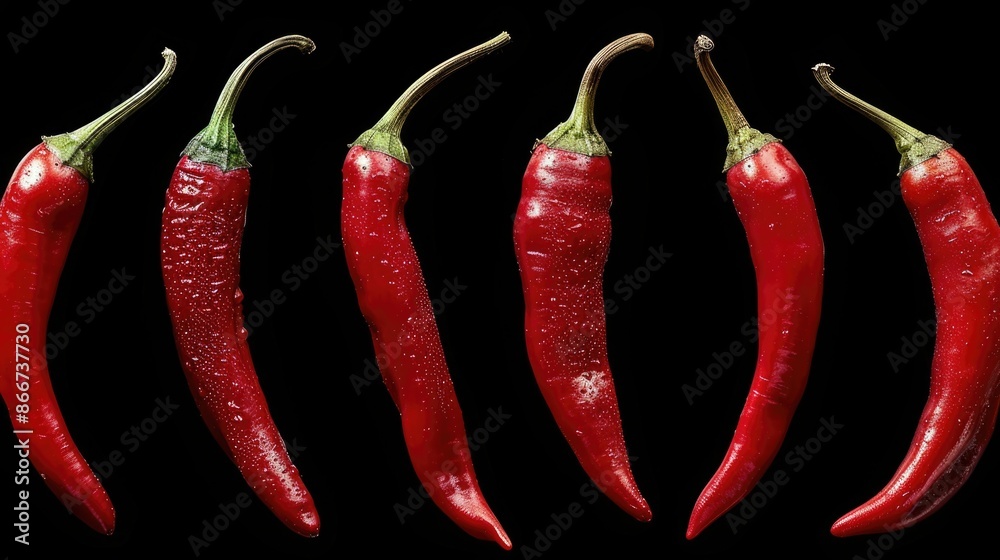 Canvas Prints A cluster of bright red hot peppers, fresh and vibrant