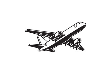 Plane vector silhouette black and white design