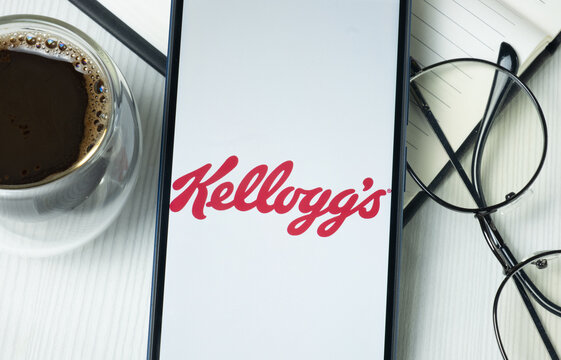 New York, USA - 21 June 2024: Kelloggs Logo on Phone Screen, Company Icon