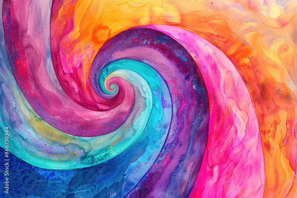 Poster a vibrant swirl pattern on a clean white background