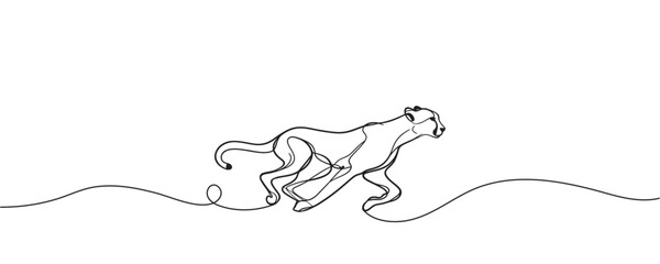 drawing of a wild leopard. One line drawing vector illustration