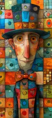 Fototapeta premium Colorful Art Painting of Man, Abstract Expressionism