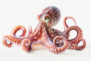 Obraz premium Close-up of an octopus on a white surface, suitable for use in scientific or educational contexts