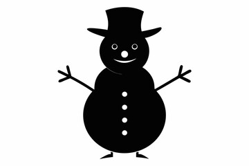 Christmas snowman silhouette vector