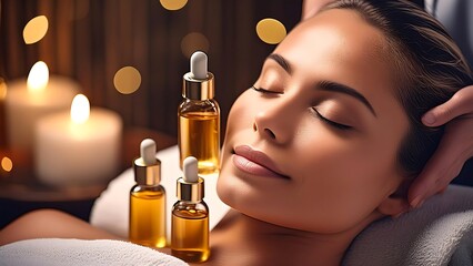 Fototapeta premium Premium Facial Treatment: Incorporating Luxurious Oils for Radiant Skin