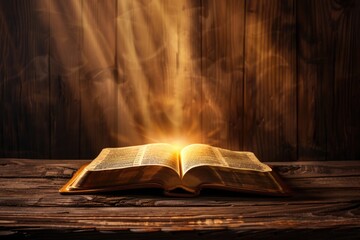 A book sits on a wooden table, ready for reading