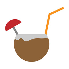 Coconut Drink Vector Flat Icon Design