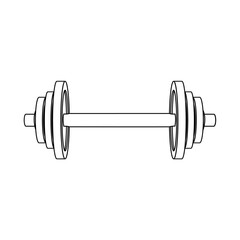 Gym dumbbells, weights sport vector illustration. Barbell symbol outline icon. Steel graphics for fitness weightlifting, bodybuilding, powerlifting. Editable line design elements