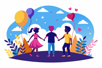 Happy Friendship Day vector silhouette on a white background.