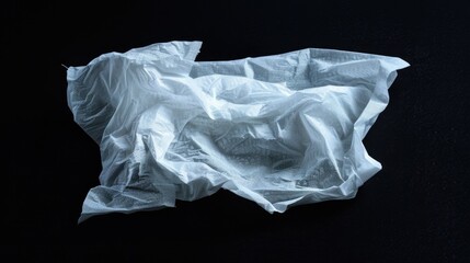 Obraz premium A single white plastic bag sits on a black surface