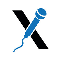 Microphone Logo combine with letter X vector template