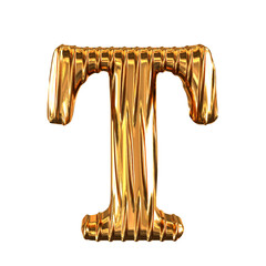 Fluted gold letter t