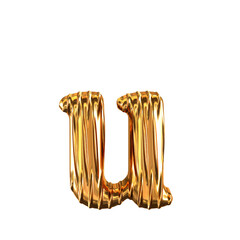 Fluted gold letter u