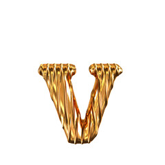Fluted gold letter v