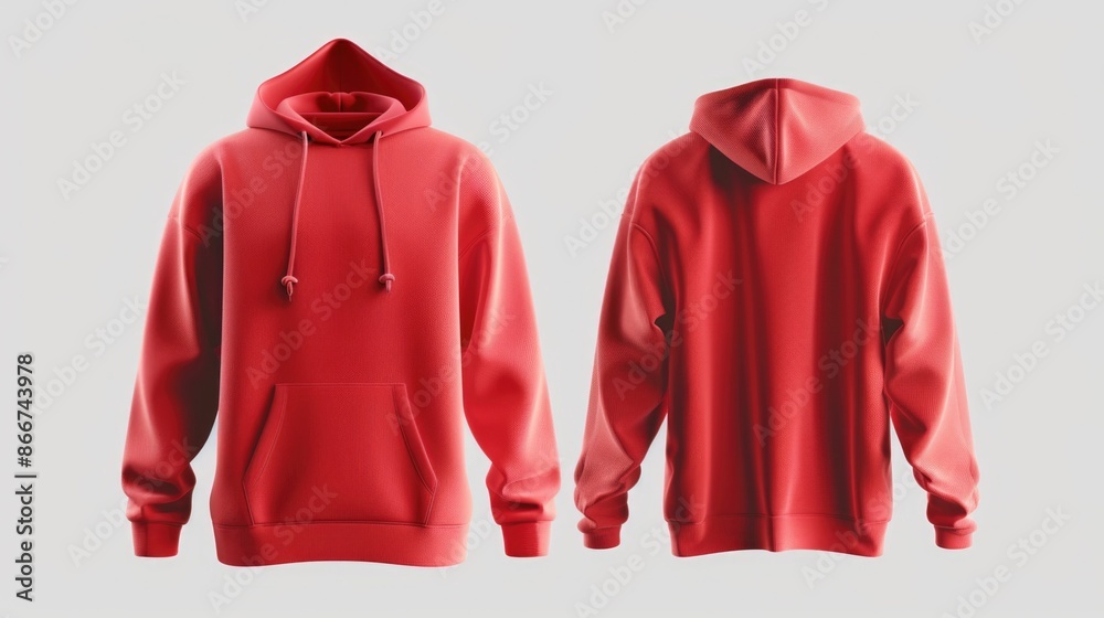 Poster a simple and bold design of a red hoodie against a white background, perfect for use in fashion, bra