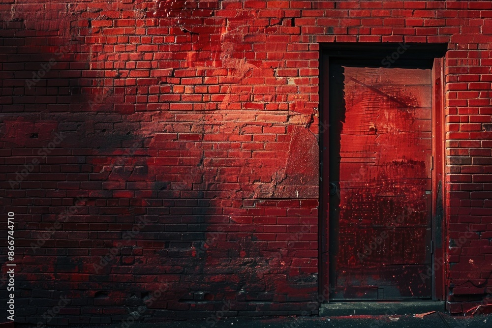 Poster a fire hydrant sits in front of a red brick wall, with a simple and sturdy design