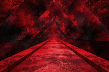 A bold, red triangle on a dark, black background