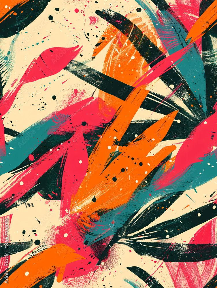 Poster Retro design created with seamless grunge brushstroke pattern