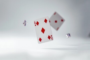 Fototapeta na wymiar Pair of playing cards suspended mid-air with a sense of weightlessness